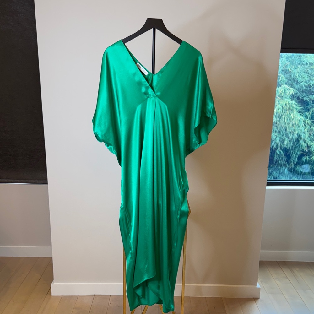 Zara Vibrant Green Satin Top